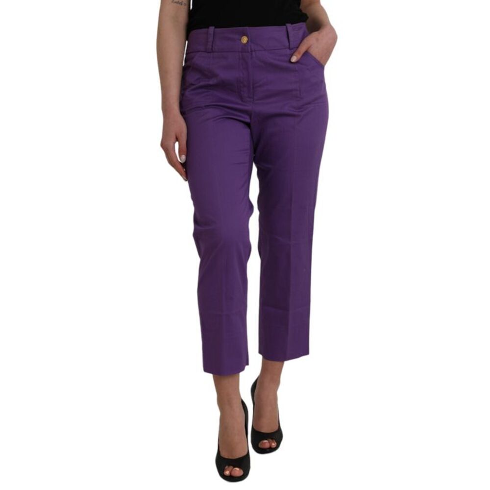 BENCIVENGA Purple Cotton MidWaist Straight Cropped Women's Pants